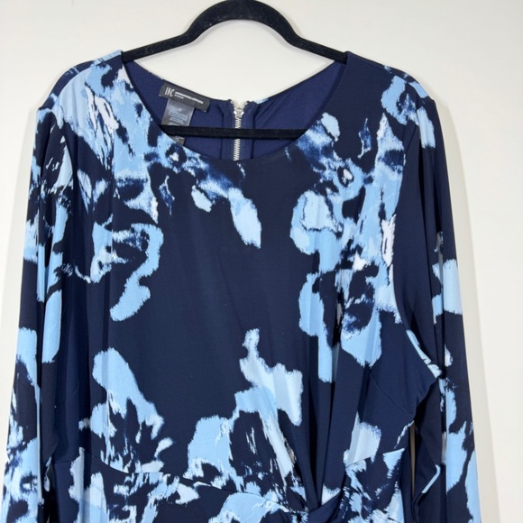 INC International Concepts Asymmetrical 3/4 Sleeves Blue Printed Dress Size 3x - Picture 4 of 14